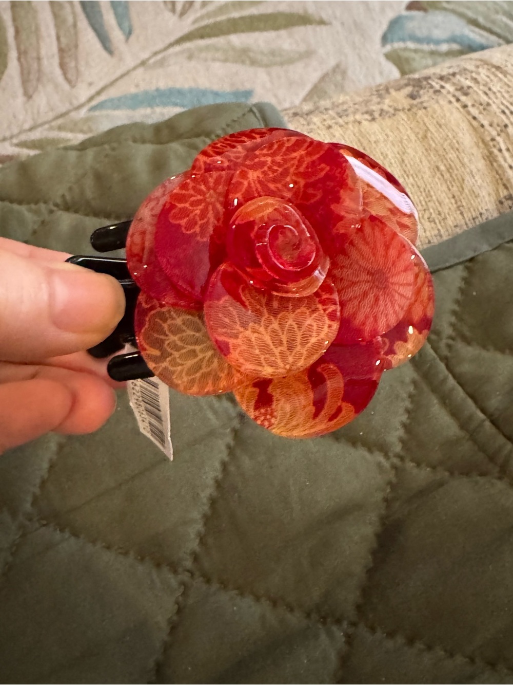 COCOLUCK Red Floral Resin Camellia Hair Clip